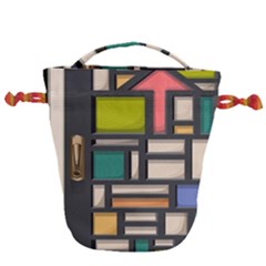 Door Stained Glass Stained Glass Drawstring Bucket Bag by Sarkoni