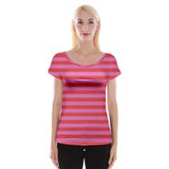 Stripes Striped Design Pattern Cap Sleeve Top by Grandong