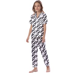 Diagonal Stripe Pattern Kids  Satin Short Sleeve Pajamas Set by Apen