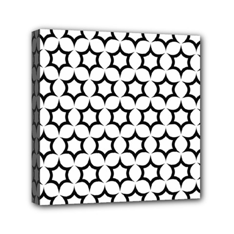Pattern Star Repeating Black White Mini Canvas 6  X 6  (stretched) by Apen