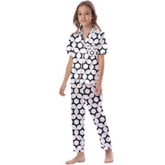 Pattern Star Repeating Black White Kids  Satin Short Sleeve Pajamas Set by Apen