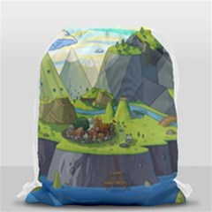 Cartoon Network Mountains Landscapes Seas Illustrations Adventure Time Rivers Drawstring Bag (small) by Sarkoni