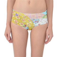 Pillows And Vegetable Field Illustration Adventure Time Cartoon Mid-waist Bikini Bottoms by Sarkoni