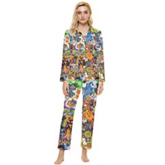 Cartoon Characters Tv Show  Adventure Time Multi Colored Womens  Long Sleeve Velvet Pocket Pajamas Set by Sarkoni