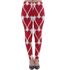 Hearts Pattern Seamless Red Love Lightweight Velour Leggings by Apen