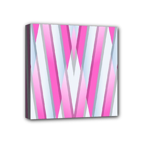 Geometric 3d Design Pattern Pink Mini Canvas 4  X 4  (stretched) by Apen