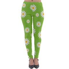 Daisy Flowers Floral Wallpaper Lightweight Velour Leggings by Apen