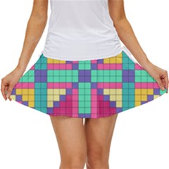 Checkerboard Squares Abstract Texture Patterns Women s Skort by Apen
