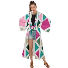 Pattern Geometric Decor Backdrop Maxi Kimono by Modalart