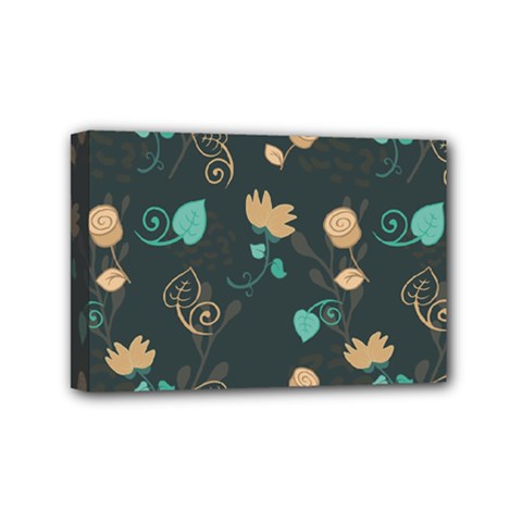 Flower Leaves Pattern Seamless Mini Canvas 6  X 4  (stretched) by Bedest