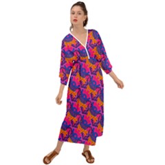 Purple Blue Abstract Pattern Grecian Style  Maxi Dress by Bedest