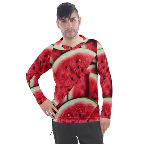 Watermelon Fruit Green Red Men s Pique Long Sleeve T-shirt by Bedest