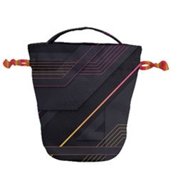 Gradient Geometric Shapes Dark Background Drawstring Bucket Bag by Ndabl3x