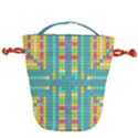 Checkerboard Squares Abstract Art Drawstring Bucket Bag View2
