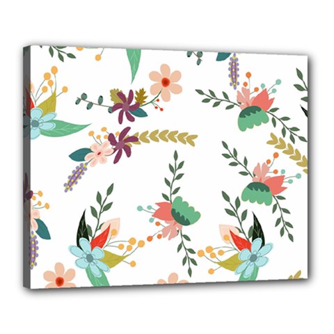Floral Backdrop Pattern Flower Canvas 20  X 16  (stretched) by Ravend