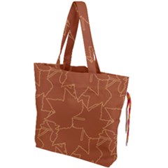 Autumn Leaves Repeat Pattern Drawstring Tote Bag by Ravend