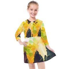 Forest Trees Nature Wood Green Kids  Quarter Sleeve Shirt Dress by Ravend