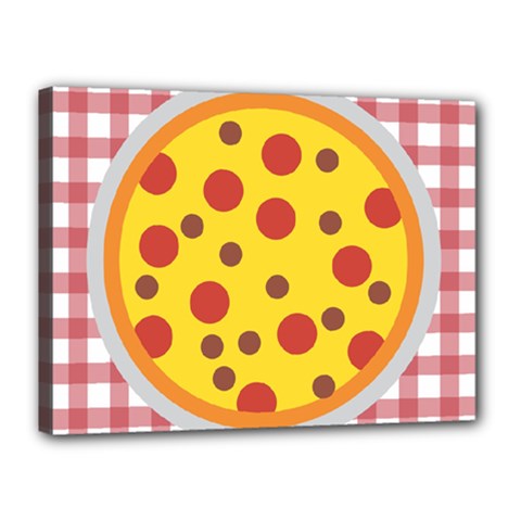 Pizza Table Pepperoni Sausage Canvas 16  X 12  (stretched) by Ravend