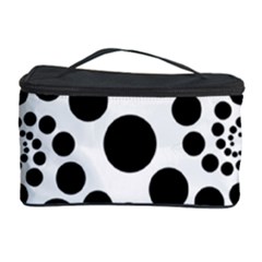 Dot Dots Round Black And White Cosmetic Storage Case by Ravend