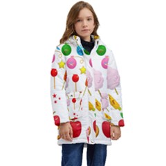Summer Fair Food Goldfish Kids  Hooded Longline Puffer Jacket by Ravend