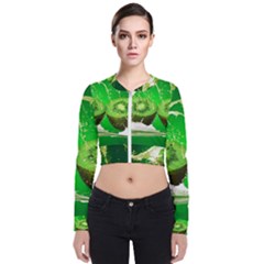 Kiwi Fruit Vitamins Healthy Cut Long Sleeve Zip Up Bomber Jacket by Amaryn4rt