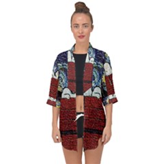 Cartoon Dog House Van Gogh Open Front Chiffon Kimono by Modalart