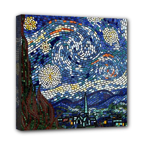 Mosaic Art Vincent Van Gogh Starry Night Mini Canvas 8  X 8  (stretched) by Modalart