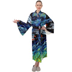 Star Ship Parody Art Starry Night Maxi Velvet Kimono by Modalart