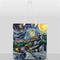 The Great Wall Nature Painting Starry Night Van Gogh Full Print Rope Handle Tote (large) by Modalart