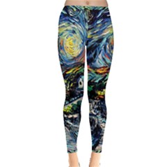 The Great Wall Nature Painting Starry Night Van Gogh Inside Out Leggings by Modalart