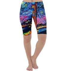 Golden Gate Bridge Starry Night Vincent Van Gogh Cropped Leggings  by Modalart