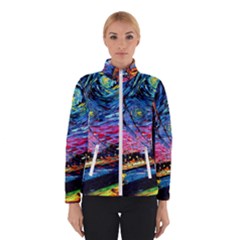 Golden Gate Bridge Starry Night Vincent Van Gogh Women s Bomber Jacket by Modalart