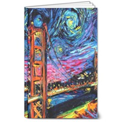 Golden Gate Bridge Starry Night Vincent Van Gogh 8  X 10  Softcover Notebook by Modalart