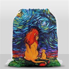 Lion Art Starry Night Van Gogh Drawstring Bag (small) by Modalart