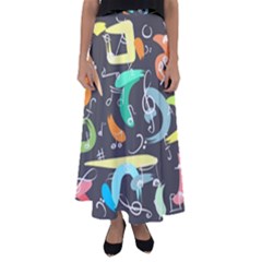 Repetition Seamless Child Sketch Flared Maxi Skirt by Pakjumat