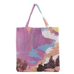 Pink Mountains Grand Canyon Psychedelic Mountain Grocery Tote Bag by Modalart
