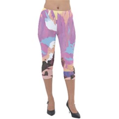 Pink Mountains Grand Canyon Psychedelic Mountain Lightweight Velour Capri Leggings  by Modalart