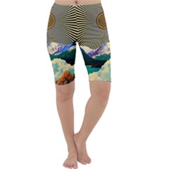 Surreal Art Psychadelic Mountain Cropped Leggings  by Modalart