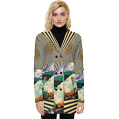 Surreal Art Psychadelic Mountain Button Up Hooded Coat  by Modalart
