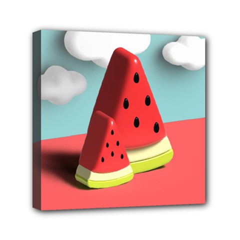 Watermelon Fruit Mini Canvas 6  X 6  (stretched) by Modalart