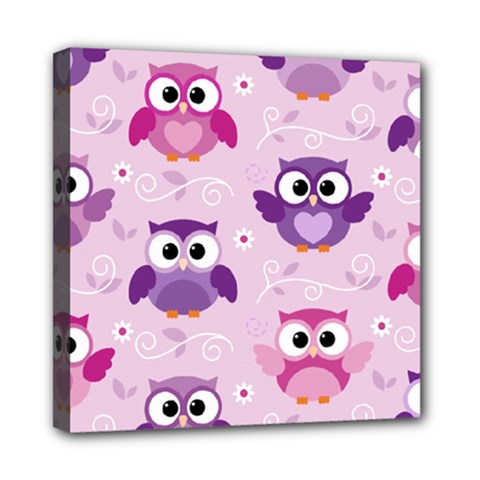 Seamless Cute Colourfull Owl Kids Pattern Mini Canvas 8  X 8  (stretched) by Bedest