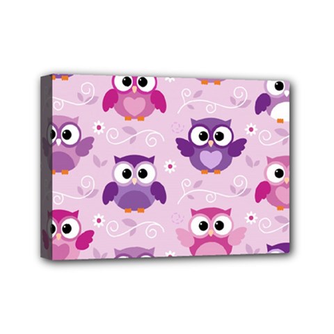 Seamless Cute Colourfull Owl Kids Pattern Mini Canvas 7  X 5  (stretched) by Bedest