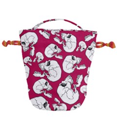 Terrible Frightening Seamless Pattern With Skull Drawstring Bucket Bag by Bedest