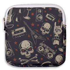 Grunge Seamless Pattern With Skulls Mini Square Pouch by Bedest