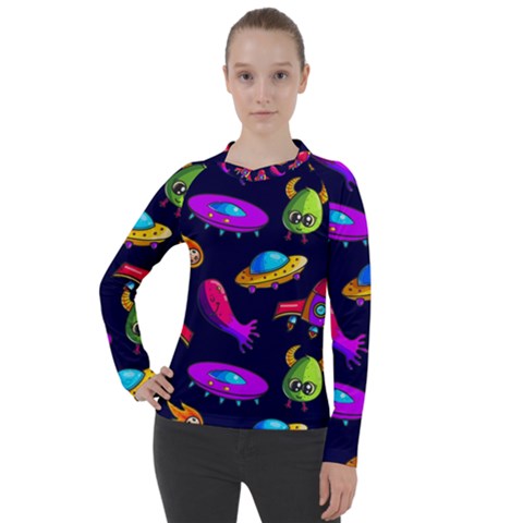 Space Pattern Women s Pique Long Sleeve T-shirt by Bedest