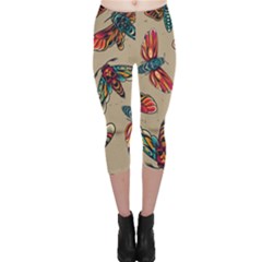 Tattoos Colorful Seamless Pattern Capri Leggings  by Bedest