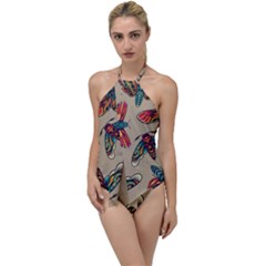 Tattoos Colorful Seamless Pattern Go With The Flow One Piece Swimsuit by Bedest