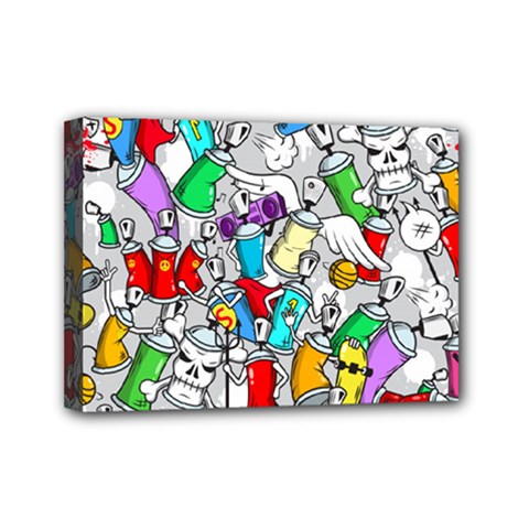 Graffity Characters Seamless Pattern Art Mini Canvas 7  X 5  (stretched) by Bedest