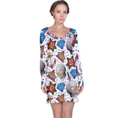 Full Color Flash Tattoo Patterns Long Sleeve Nightdress by Bedest