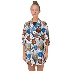 Full Color Flash Tattoo Patterns Half Sleeve Chiffon Kimono by Bedest